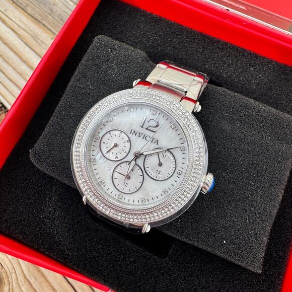 Invicta Bolt 37mm Mother of Pearl Crystal Women’s Watch NIB